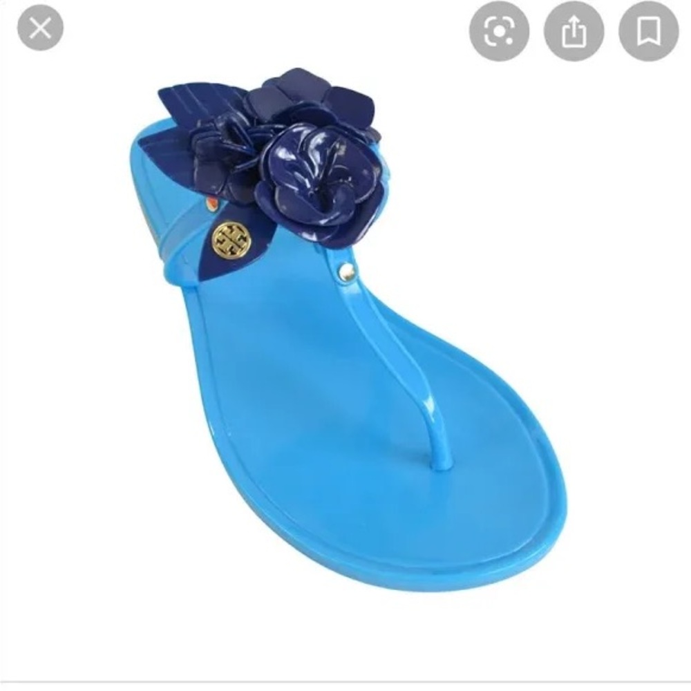 Blue Floral Jelly Thong Sandal - Women